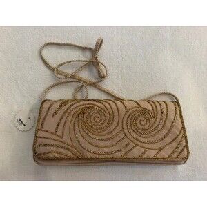 Vintage Colorful Creations Gold Beaded Evening Clutch Crossbody Purse NWT